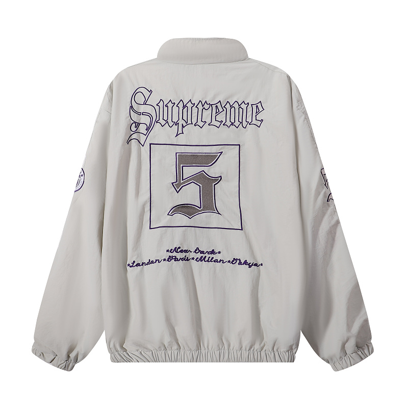 801   p145 Supreme 连帽美式潮流夹克 黑色 杏色 SMLXL 尺码 S M L XL 衣长 68-70-72-74 胸围 124-128-132-136 袖长 80-81-82-83