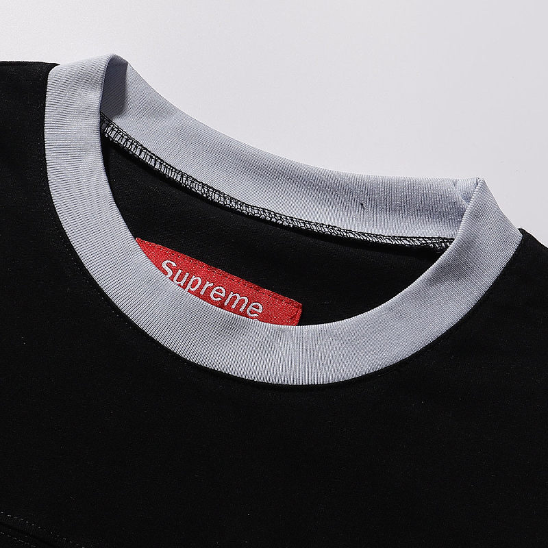 3034 p80 Supreme SS25 WEEK8 Split S/S Football Top 拼接图案罗纹圆领短袖美式潮流足球衣 男女同款 黑色 smlxl