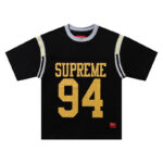 3034 p80 Supreme SS25 WEEK8 Split S/S Football Top 拼接图案罗纹圆领短袖美式潮流足球衣 男女同款 黑色 smlxl