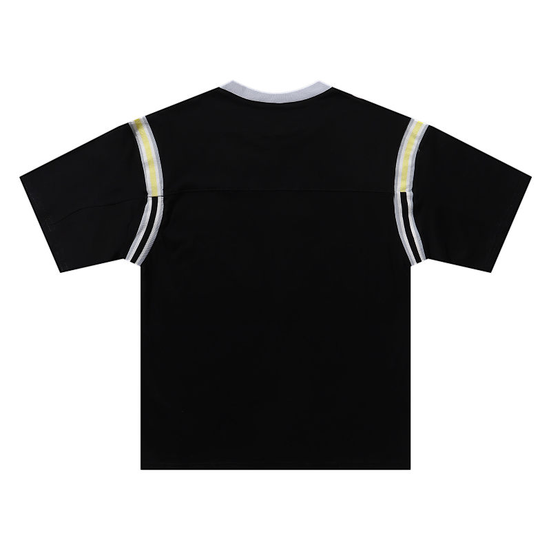 3034 p80 Supreme SS25 WEEK8 Split S/S Football Top 拼接图案罗纹圆领短袖美式潮流足球衣 男女同款 黑色 smlxl