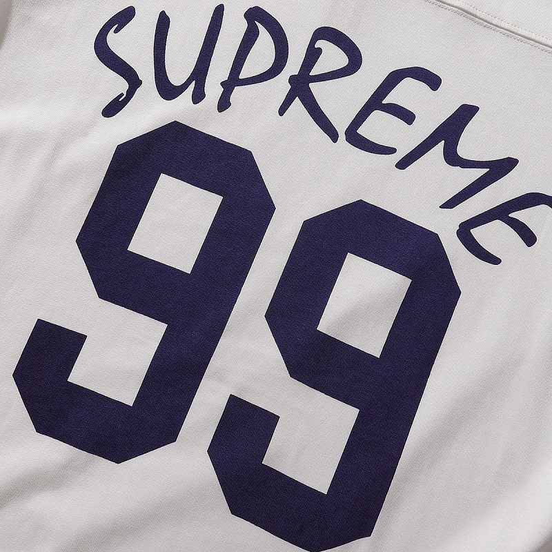 3032 p75 supreme 99号印花长袖T恤 黑色 米白 SMLXL  尺码 S M L XL