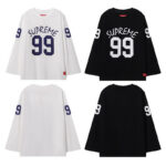 3032 p75 supreme 99号印花长袖T恤 黑色 米白 SMLXL  尺码 S M L XL