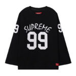 3032 p75 supreme 99号印花长袖T恤 黑色 米白 SMLXL  尺码 S M L XL