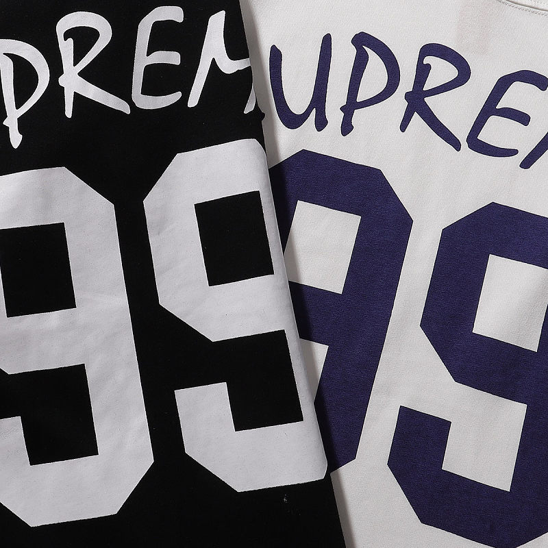3032 p75 supreme 99号印花长袖T恤 黑色 米白 SMLXL  尺码 S M L XL