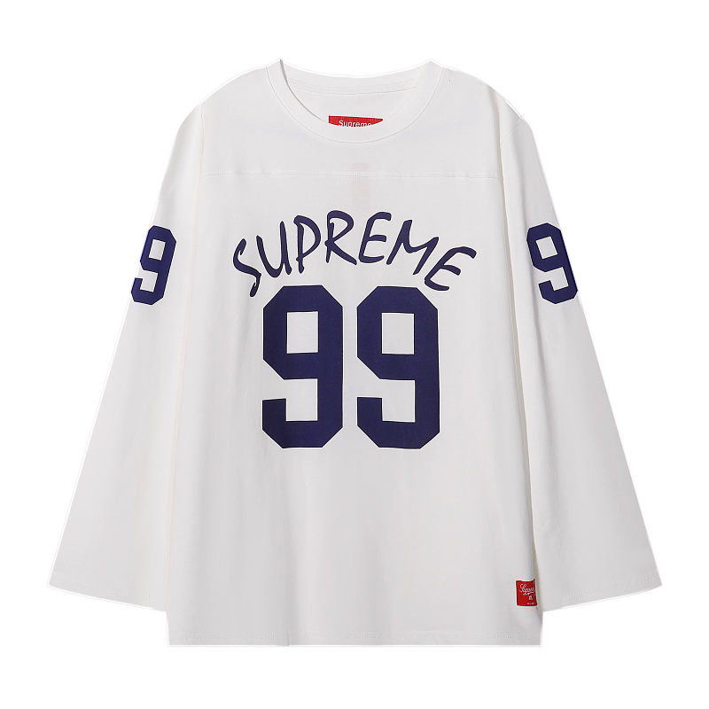 3032 p75 supreme 99号印花长袖T恤 黑色 米白 SMLXL  尺码 S M L XL