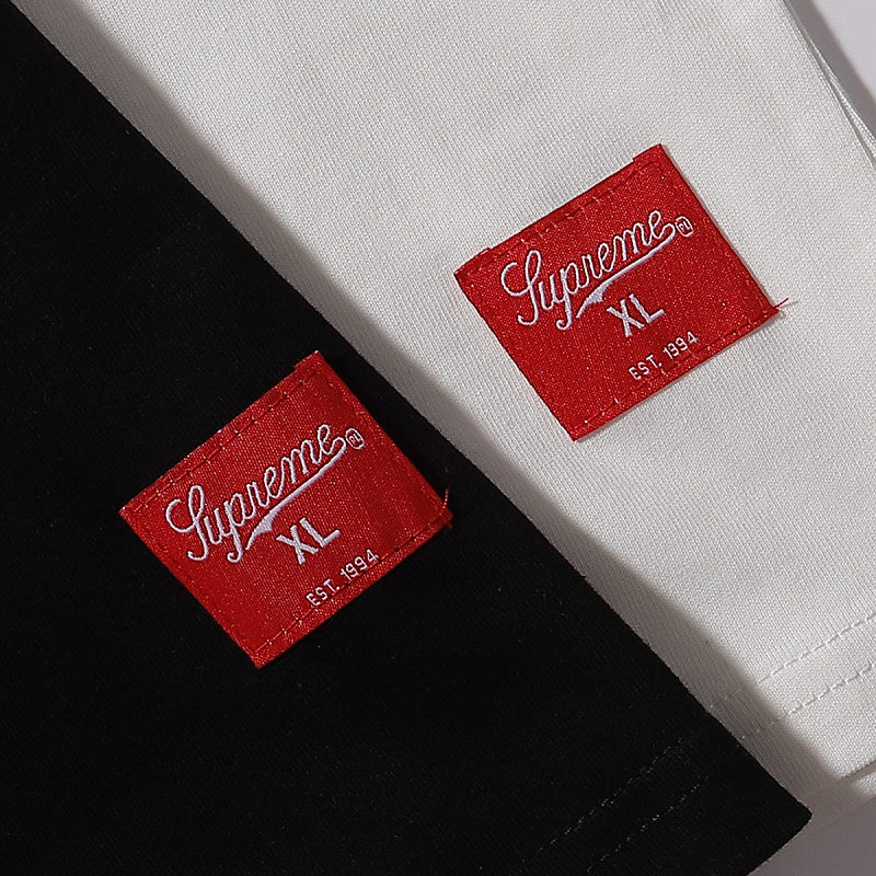 3032 p75 supreme 99号印花长袖T恤 黑色 米白 SMLXL  尺码 S M L XL