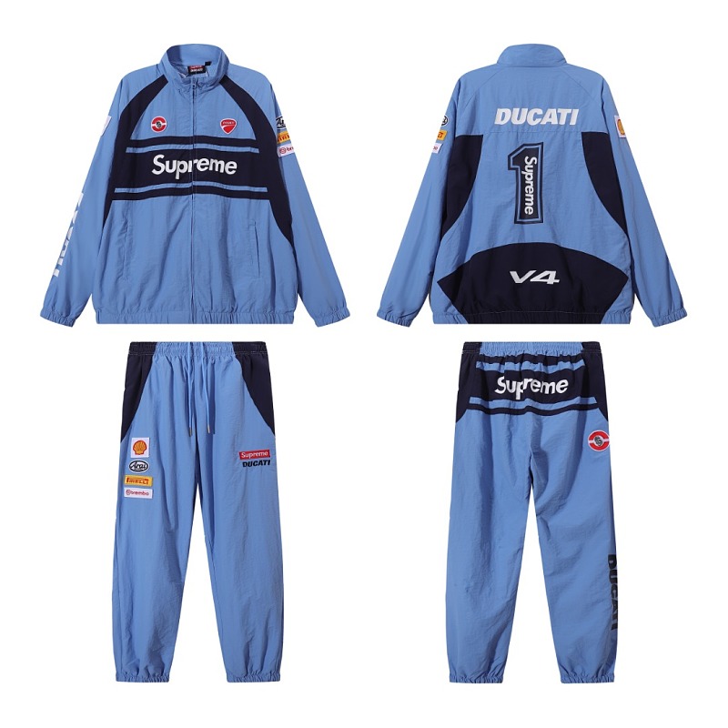 Supreme x DUCATI 联名款 SS24 WEEK16 TRACK PANT  Logo印花撞色设计针织运动裤  E2604 p150裤子黑色 白色  SMLXL