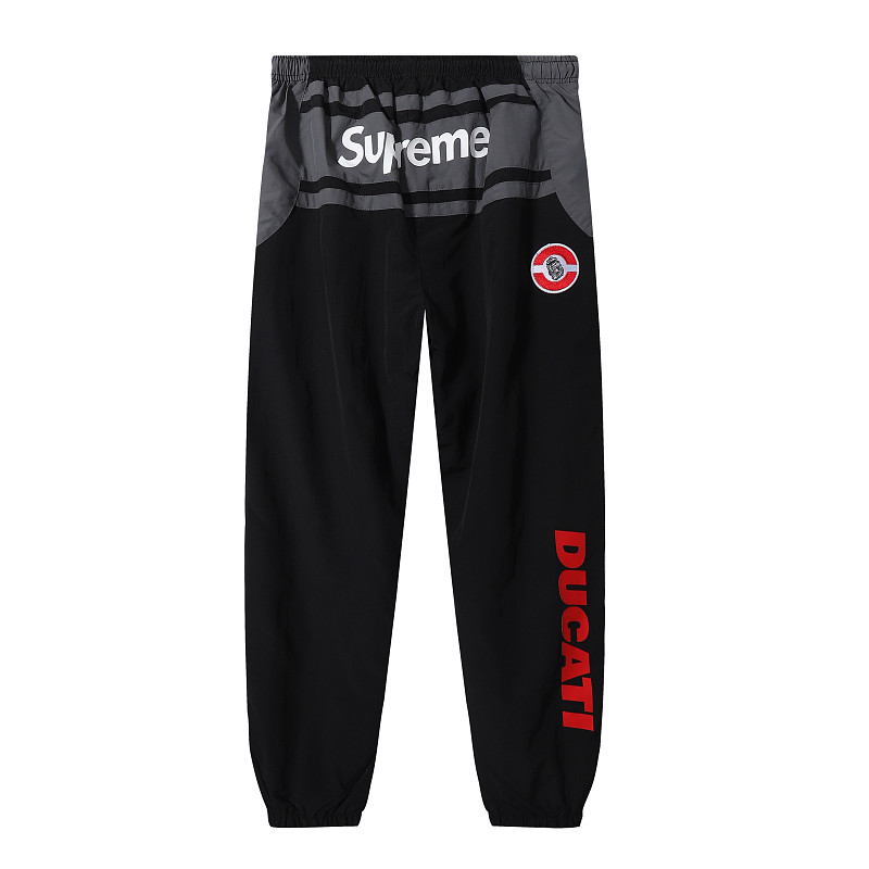 Supreme x DUCATI 联名款 SS24 WEEK16 TRACK PANT  Logo印花撞色设计针织运动裤  E2604 p150裤子黑色 白色  SMLXL