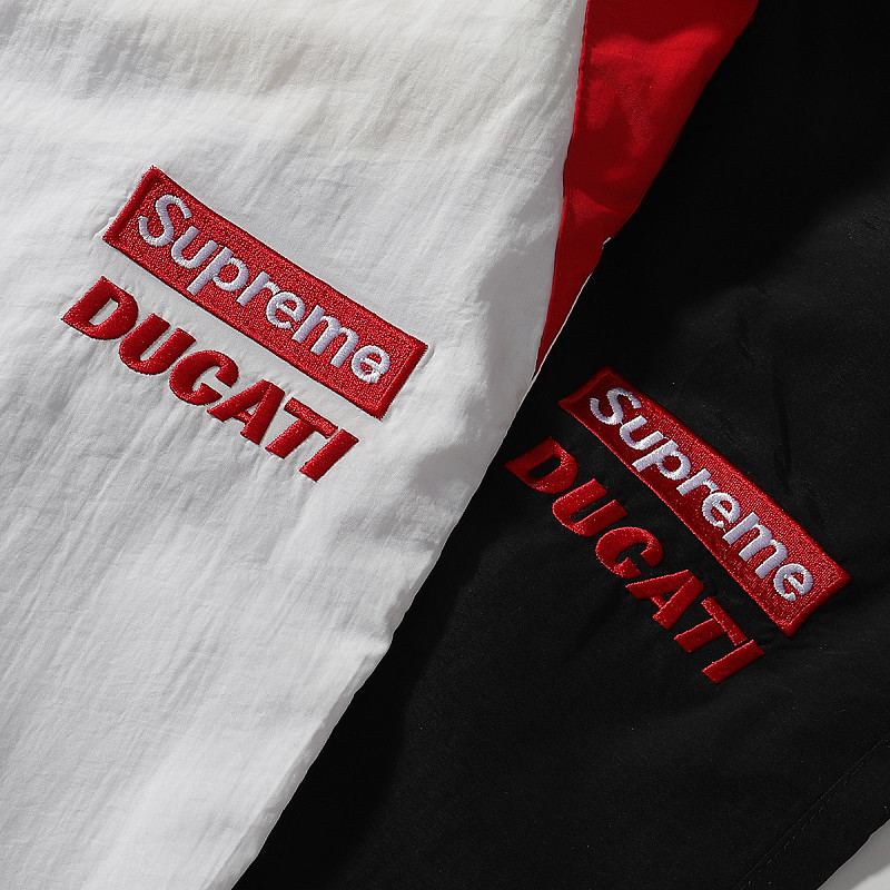 Supreme x DUCATI 联名款 SS24 WEEK16 TRACK PANT  Logo印花撞色设计针织运动裤  E2604 p150裤子黑色 白色  SMLXL