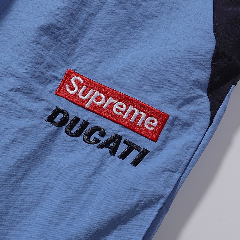 Supreme x DUCATI 联名款 SS24 WEEK16 TRACK PANT  Logo印花撞色设计针织运动裤  E2604 p150裤子黑色 白色  SMLXL