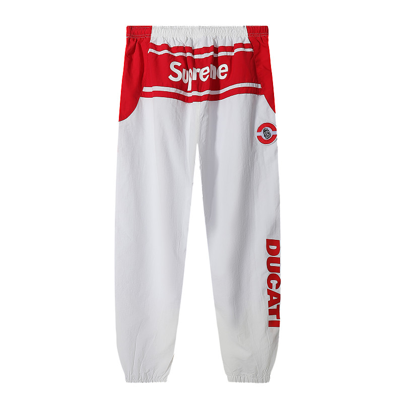 Supreme x DUCATI 联名款 SS24 WEEK16 TRACK PANT  Logo印花撞色设计针织运动裤  E2604 p150裤子黑色 白色  SMLXL