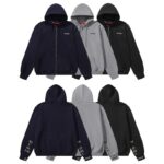 8616 P115 sup拉链卫衣 黑色夜光刺绣  灰色黑色藏青SMLXL 尺码表 尺码 S M L XL 胸围 60 62 64 66 衣长 70 72 74 76肩宽58 60 62 64
