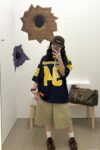 P78-3018#鹿晗同款 SUP亮片94号刺绣绣花短袖 黑色、海军蓝色 S-XL