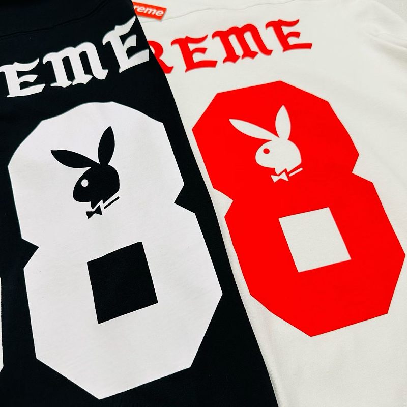 P65-9098# Supreme 联名款SS26  88号兔子圆领长袖  黑色、白色 S-XL