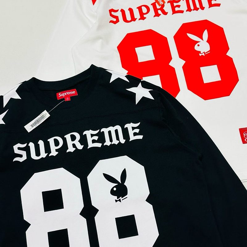 P65-9098# Supreme 联名款SS26  88号兔子圆领长袖  黑色、白色 S-XL
