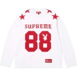 P65-9098# Supreme 联名款SS26 88号兔子圆领长袖 黑色、白色 S-XL