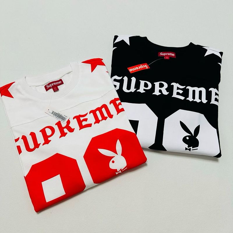 P65-9098# Supreme 联名款SS26 88号兔子圆领长袖 黑色、白色 S-XL