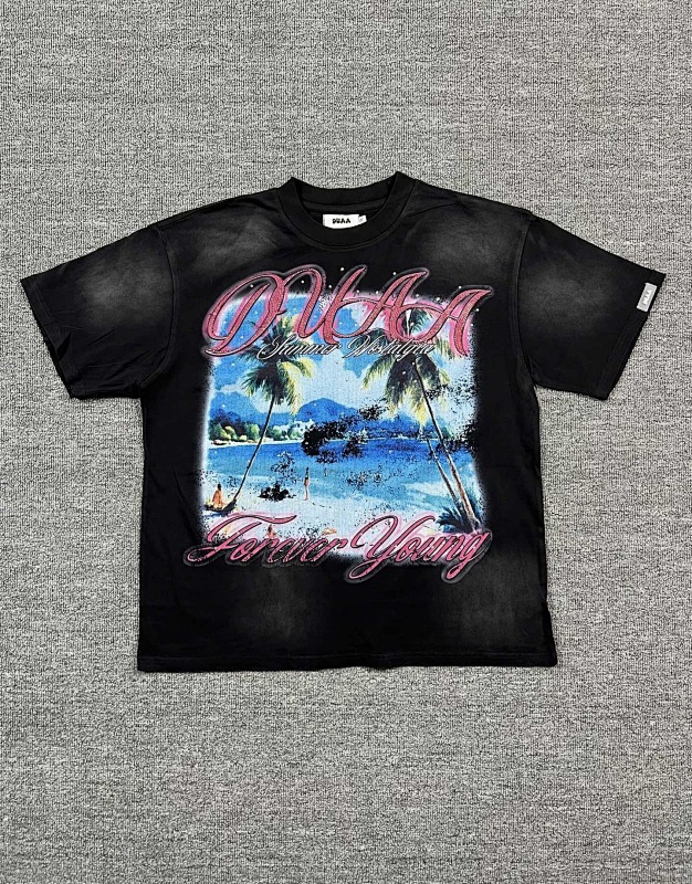 编号721   #P72    DUAA New Age T-shirt 2026ss欧美最新潮牌白墨直喷烫钻洗水做旧短袖T恤