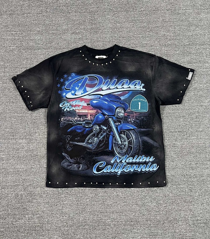 编号720   #P72   DUAA New Age T-shirt 2026ss欧美最新潮牌白墨直喷烫钻洗水做旧短袖T恤