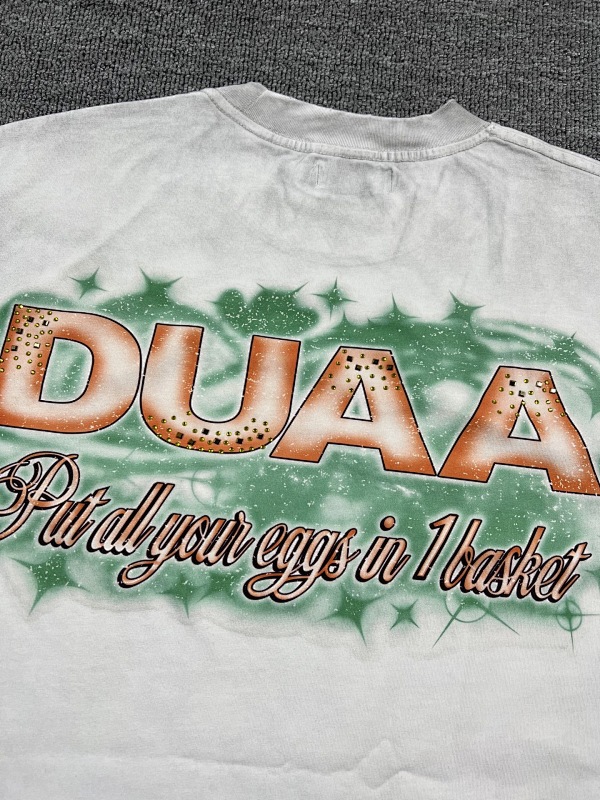 编号719   #P72    DUAA New Age T-shirt 2026ss欧美最新潮牌白墨直喷烫钻洗水做旧短袖T恤