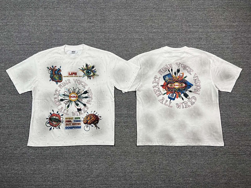 编号713   #P72   DUAA New Age T-shirt 2026ss欧美最新潮牌白墨直喷烫钻洗水做旧短袖T恤