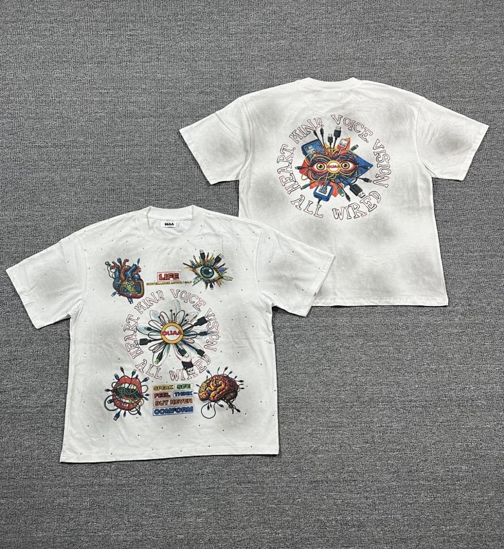 编号713   #P72   DUAA New Age T-shirt 2026ss欧美最新潮牌白墨直喷烫钻洗水做旧短袖T恤