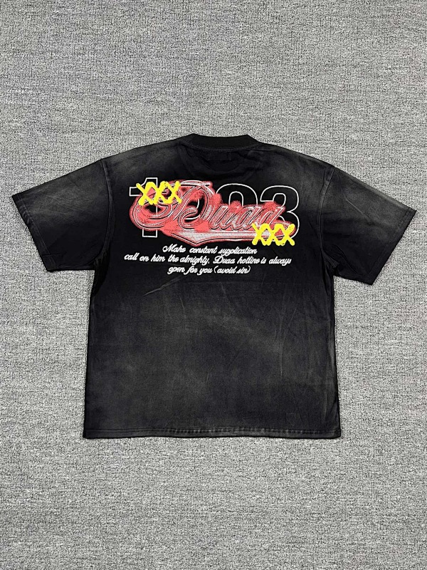 编号709   #P70    DUAA New Age T-shirt 2026ss欧美最新潮牌烫钻洗水做旧短袖T恤