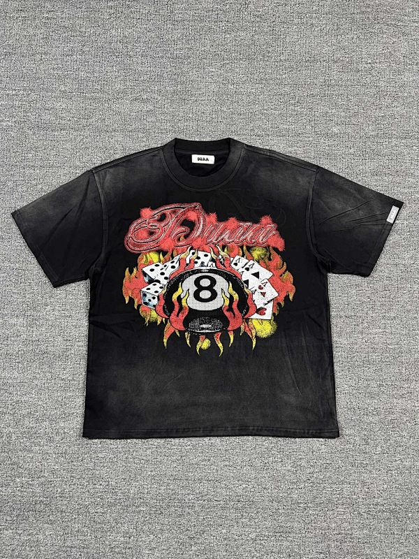 编号709   #P70    DUAA New Age T-shirt 2026ss欧美最新潮牌烫钻洗水做旧短袖T恤