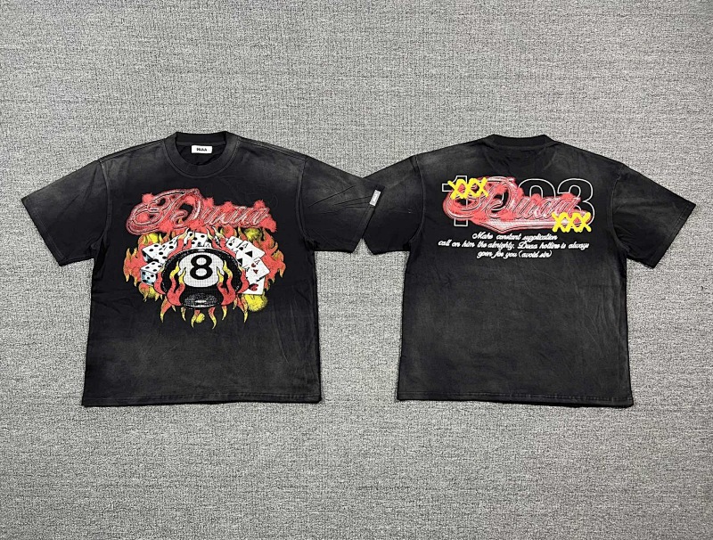 编号709   #P70    DUAA New Age T-shirt 2026ss欧美最新潮牌烫钻洗水做旧短袖T恤
