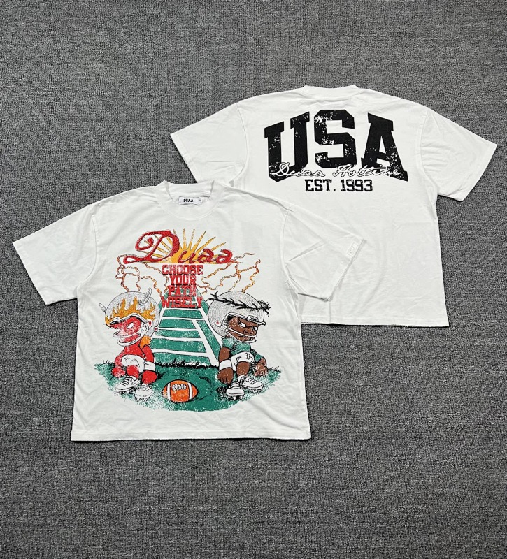 编号707   #P60   DUAA New Age T-shirt 2026ss欧美最新潮牌烫钻洗水做旧短袖T恤