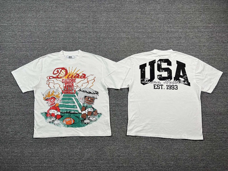 编号707   #P60   DUAA New Age T-shirt 2026ss欧美最新潮牌烫钻洗水做旧短袖T恤