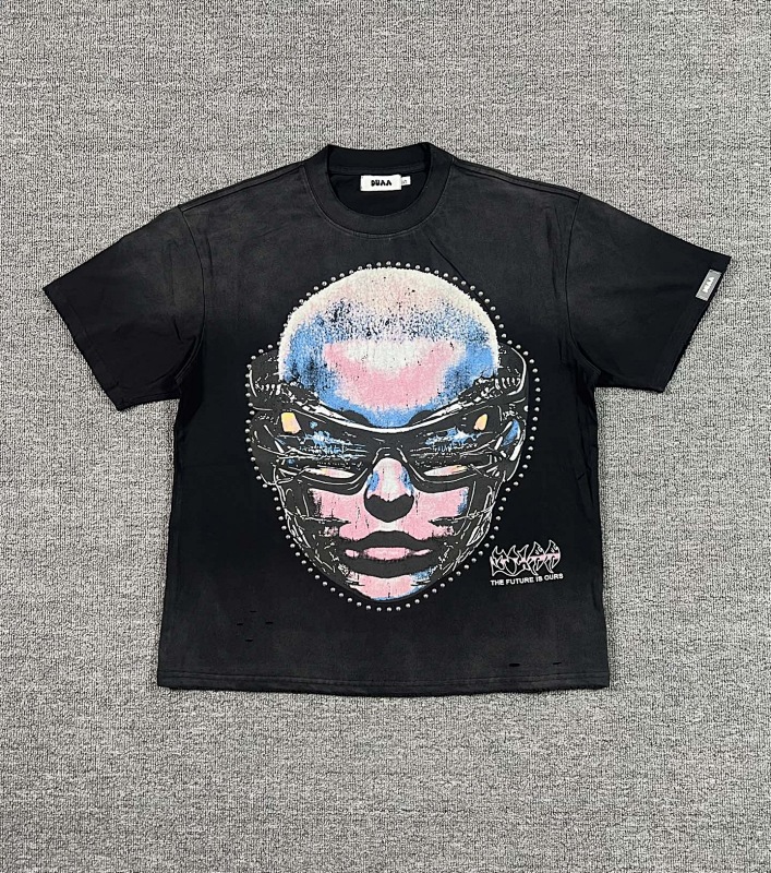 编号706   #P65    DUAA New Age T-shirt 2026ss欧美最新潮牌烫钻洗水做旧短袖T恤