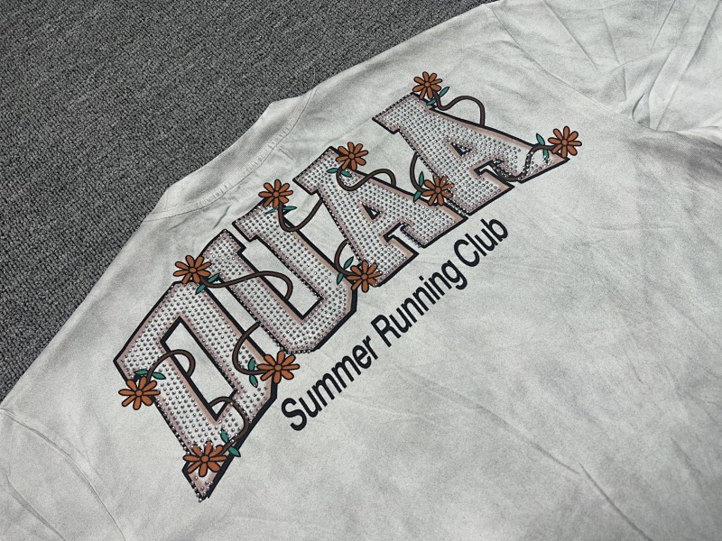 编号703   #P65   DUAA New Age T-shirt 2026ss欧美最新潮牌烫钻洗水做旧短袖T恤