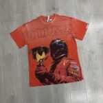 DU108# P68  DUAA Trophies T-shirt美国街头潮牌烫钻洗水做旧破洞短袖T恤