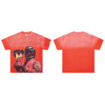 DU108# P68  DUAA Trophies T-shirt美国街头潮牌烫钻洗水做旧破洞短袖T恤