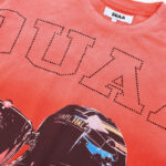 DU108# P68  DUAA Trophies T-shirt美国街头潮牌烫钻洗水做旧破洞短袖T恤