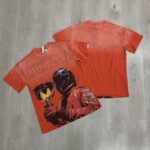 DU108# P68  DUAA Trophies T-shirt美国街头潮牌烫钻洗水做旧破洞短袖T恤