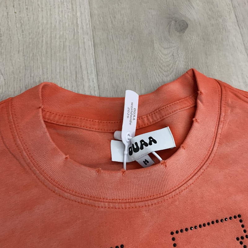 DU108# P68  DUAA Trophies T-shirt美国街头潮牌烫钻洗水做旧破洞短袖T恤