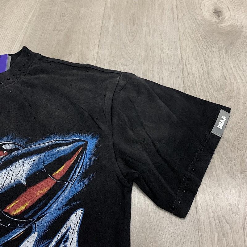 DU203# P65 DUAA Next Level T-shirt 2026最新时尚街头潮牌短袖烫钻洗水做旧破洞T恤