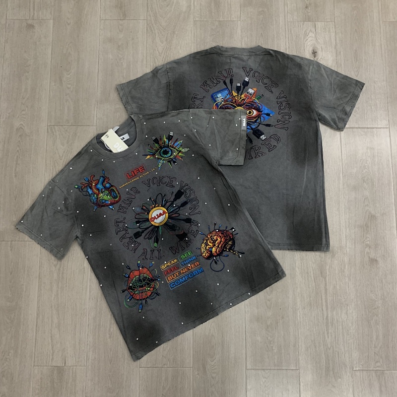 DU101# P75  DUAA New Age T-shirt 2026ss白墨直喷欧美最新潮牌烫钻洗水做旧短袖T恤
