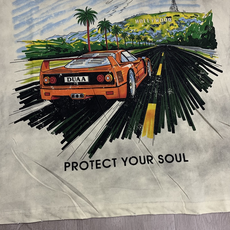 DU205# P75 DUAA Hollywood graphic T-shirt最新潮牌前后烫钻时尚短袖T恤