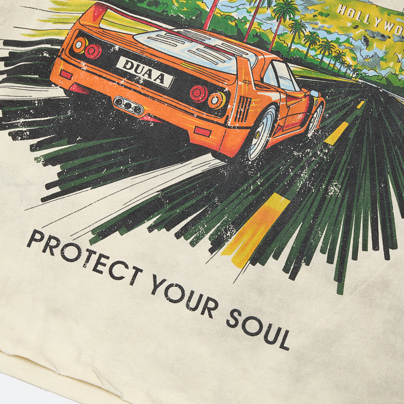DU205# P75 DUAA Hollywood graphic T-shirt最新潮牌前后烫钻时尚短袖T恤