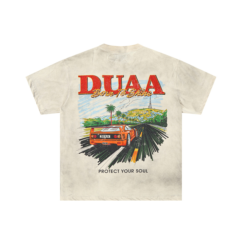 DU205# P75 DUAA Hollywood graphic T-shirt最新潮牌前后烫钻时尚短袖T恤