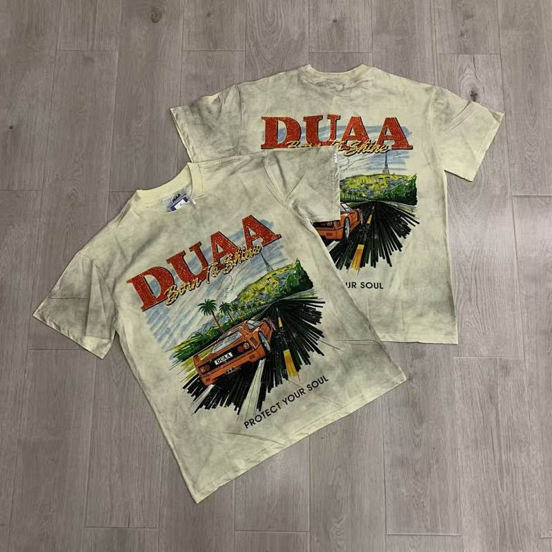 DU205# P75 DUAA Hollywood graphic T-shirt最新潮牌前后烫钻时尚短袖T恤