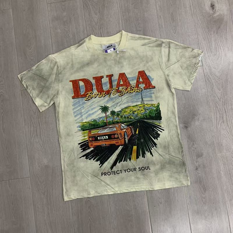 DU205# P75 DUAA Hollywood graphic T-shirt最新潮牌前后烫钻时尚短袖T恤