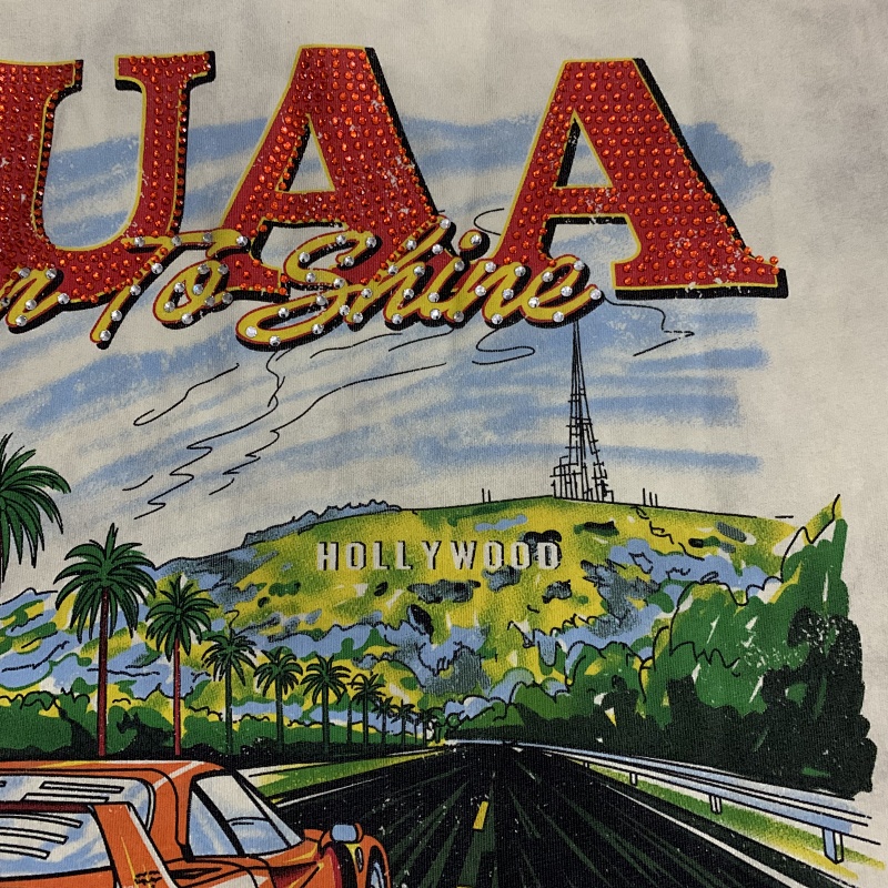 DU205# P75 DUAA Hollywood graphic T-shirt最新潮牌前后烫钻时尚短袖T恤