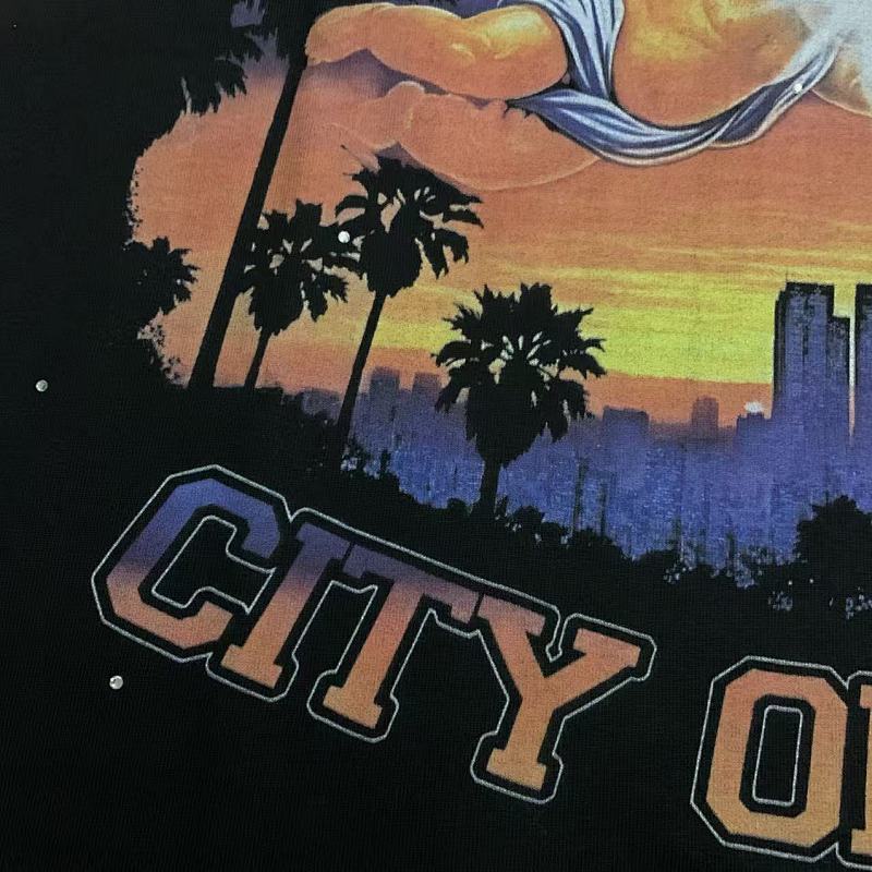 DU102# P68 DUAA Cali T-shirt美国洛杉矶时尚街头潮牌烫钻短袖T恤