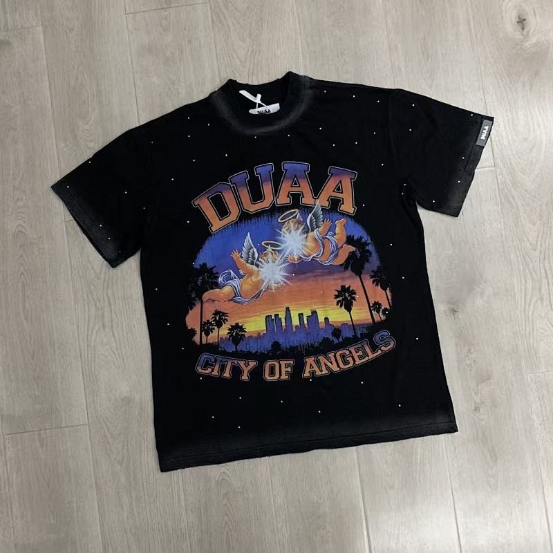 DU102# P68 DUAA Cali T-shirt美国洛杉矶时尚街头潮牌烫钻短袖T恤