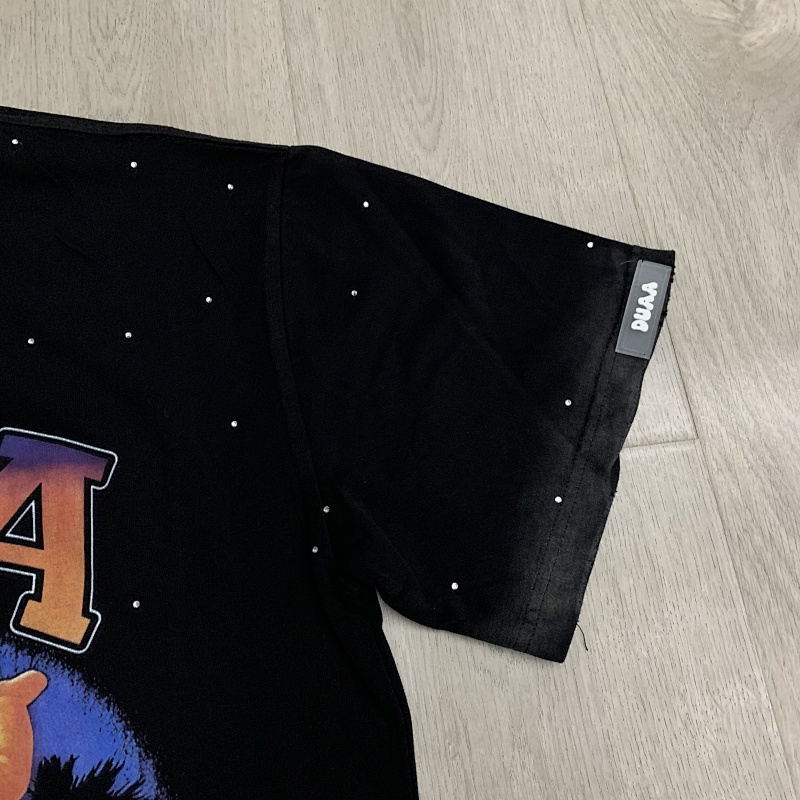 DU102# P68 DUAA Cali T-shirt美国洛杉矶时尚街头潮牌烫钻短袖T恤