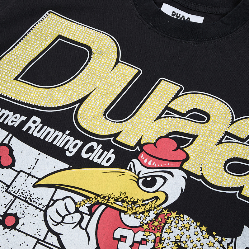 DU209# P68  DUAA SPRINT BLK TEE SHIRT美国时尚潮牌烫钻破洞短袖T恤